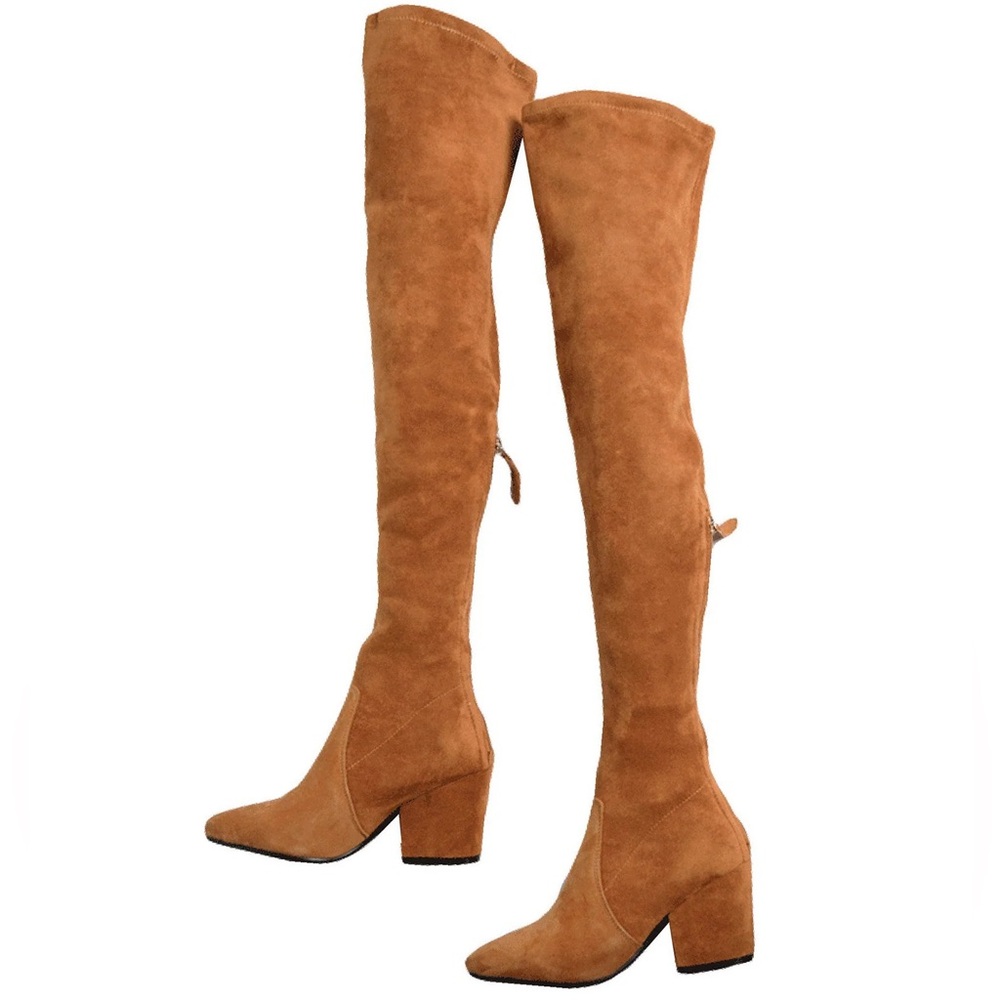 Goodnight Macaroon Marlo' Tan Over The Knee Suede Leather Boots